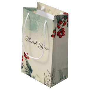 Vintage Winter Floral Thank You Favour Gift Bag