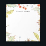 Vintage Winter Foliage Notepad<br><div class="desc">Vintage inspired watercolor winter berries and foliage,  personalised notepad.</div>