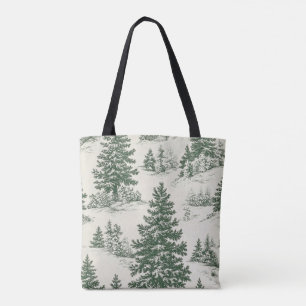 Vintage Winter Forest Christmas Tote Bag