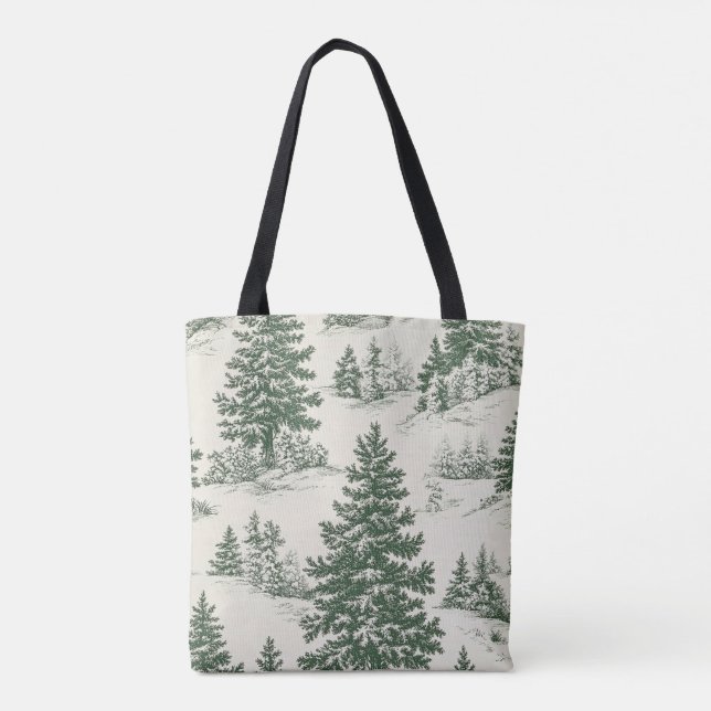 Vintage Winter Forest Christmas Tote Bag (Back)