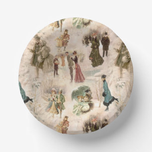 Vintage Winter Fun Snow Scenes Paper Plate