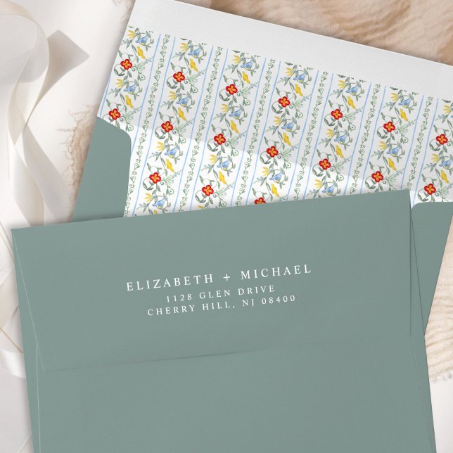 Vintage Winter Garden Sage Green Wedding Envelope (Creator Uploaded)