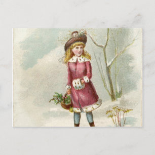 Vintage Winter Girl Postcard