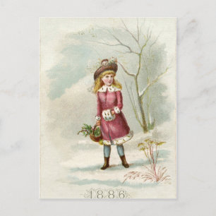 Vintage Winter Girl Postcard