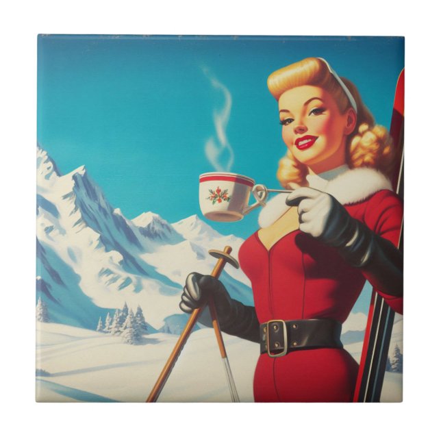 Vintage Winter Girl Tile (Front)