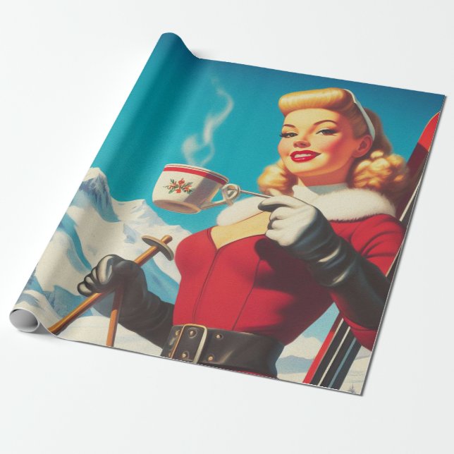 Vintage Winter Girl Wrapping Paper (Unrolled)
