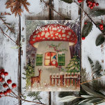 Vintage Winter Gnome in Mushroom Christmas Postcard<br><div class="desc">This vintage gnome looks quite a lot like Santa Claus in a mushroom with winter joy all around. The snow is around the borders of the image so that the warm glow of the inside of the mushroom and detail of the gnome are beautifully visible. It is a perfect card...</div>