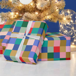 Vintage Winter Holiday Colourful Geometric Pattern Wrapping Paper