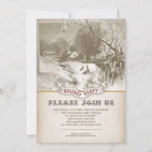 vintage winter holiday party invitations