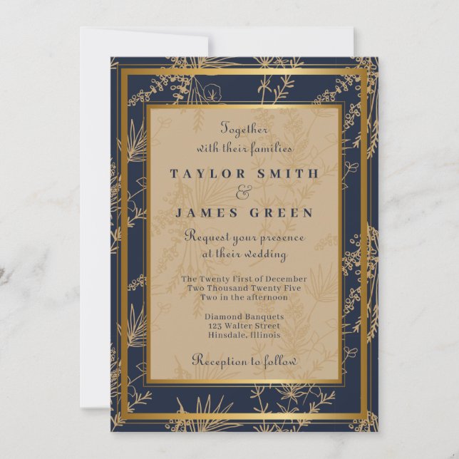 Vintage Winter Holiday Wedding Invitations (Front)