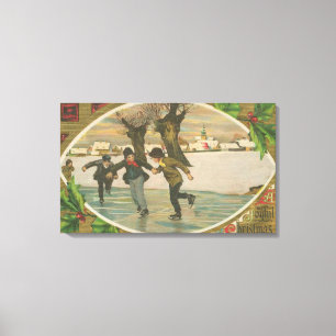 Vintage Winter Ice Skating Canvas Print