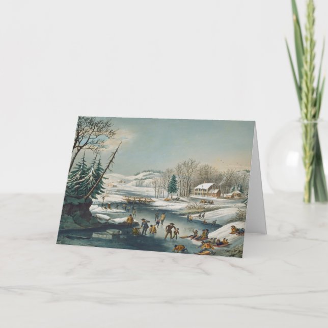 Vintage Winter Ice Skating Holiday Christmas Cards (Front)