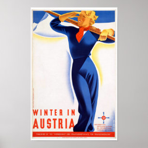 Vintage Winter in Austria Ski Travel Poster