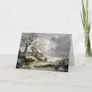 Vintage winter Landscape Christmas print Holiday Card