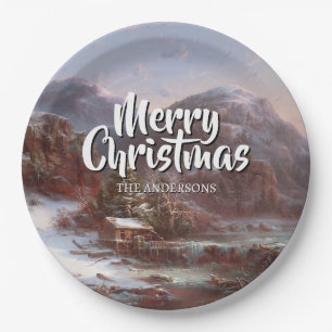 Vintage Winter Merry Christmas Gignoux Paper Plate