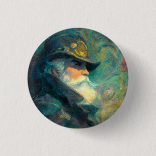 Vintage Winter Old Man Portrait 3 Cm Round Badge