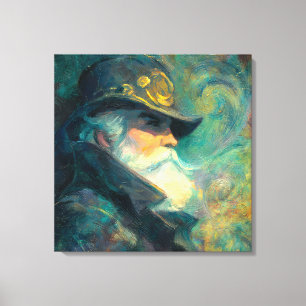 Vintage Winter Old Man Portrait Canvas Print