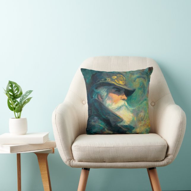 Vintage Winter Old Man Portrait Cushion (Chair)