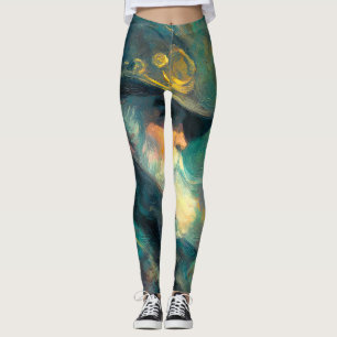 Vintage Winter Old Man Portrait Leggings