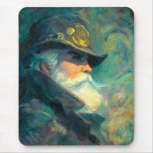 Vintage Winter Old Man Portrait Mouse Mat