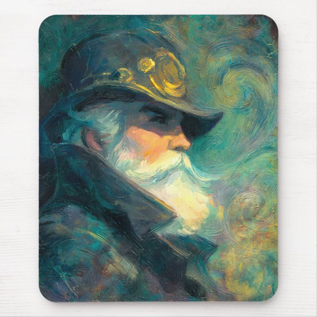 Vintage Winter Old Man Portrait Mouse Mat (Front)
