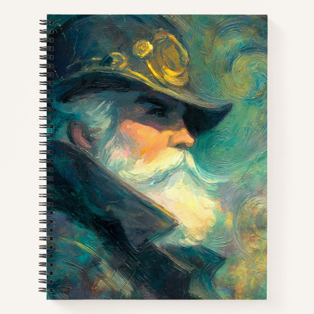 Vintage Winter Old Man Portrait Notebook (Front)