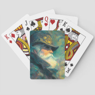 Vintage Winter Old Man Portrait Playing Cards