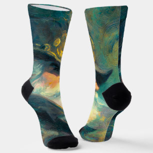 Vintage Winter Old Man Portrait Socks