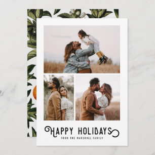 Vintage Winter Oranges 3 Photo Collage   Holiday Card