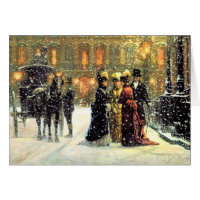 Vintage Winter Parisian Scene Christmas Card