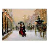 Vintage Winter Parisian Scene Christmas Cards