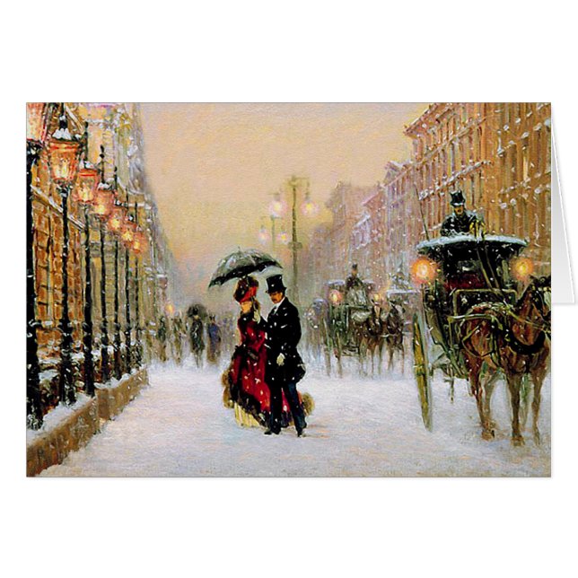 Vintage Winter Parisian Scene Christmas Cards (Front Horizontal)