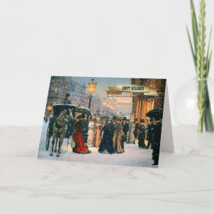 Vintage Winter Parisian Scene Christmas  Holiday Card