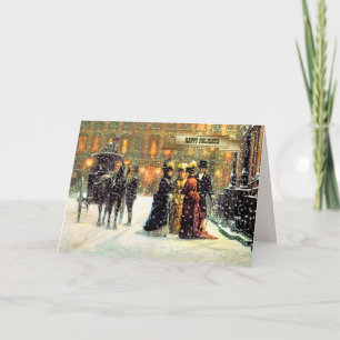 Vintage Winter Parisian Scene Christmas Holiday Card