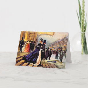 Vintage Winter Parisian Scene Christmas  Holiday Card