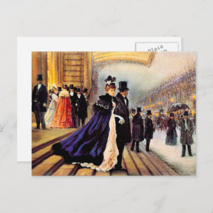 Vintage Winter Parisian Scene Christmas  Holiday Postcard