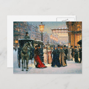 Vintage Winter Parisian Scene  Holiday Postcard