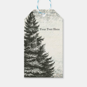 Vintage Winter Pine Tree Rustic Wood Wedding Favou Gift Tags