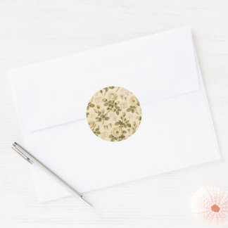 Vintage Winter Rose Classic Round Sticker