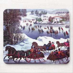 Vintage Winter  Scene Christmas Gift  Mousepad