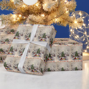 Vintage Winter Scene Christmas Wrapping Paper