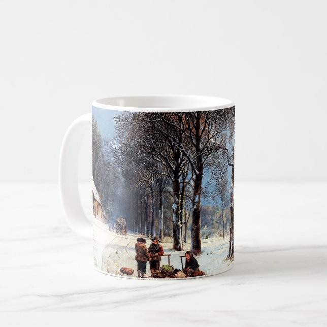 Vintage Winter Scene Painting Christmas Gift  Coffee Mug (Front Left)