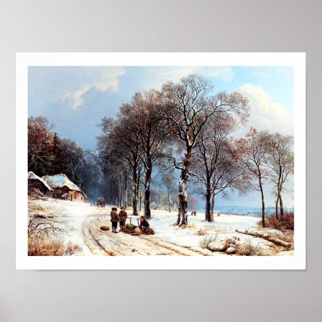Vintage Winter Scene Painting Poster (Front)