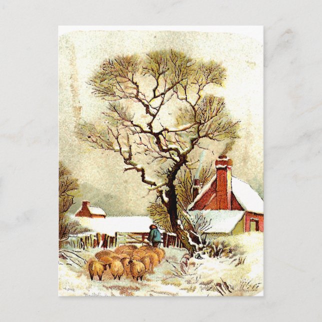 Vintage Winter Scene Postcard (Front)