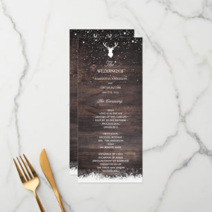 Vintage Winter Simple Deer & Snowflaks Menu