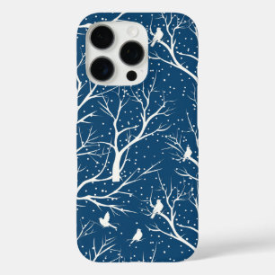 Vintage Winter Sky White Birds Snowflakes iPhone 16 Pro Case