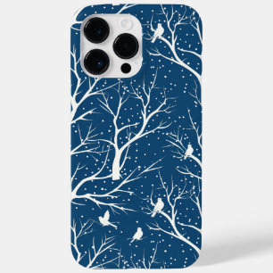 Vintage Winter Sky White Birds Snowflakes Case-Mate iPhone 14 Pro Max Case