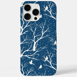 Vintage Winter Sky White Birds Snowflakes iPhone 16 Pro Max Case