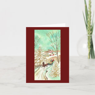 Vintage Winter Sleigh Ride Christmas Card