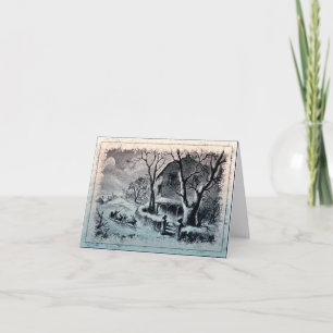 Vintage Winter Snow and Santa's Sleigh Card